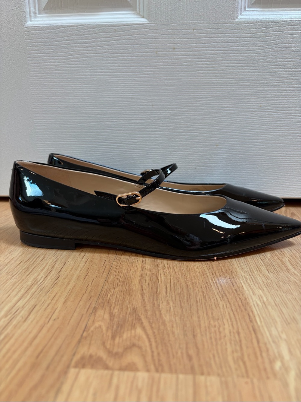 Marc Fisher Black Patent Leather Trella Point Mary Jane Flats Size 7.5
